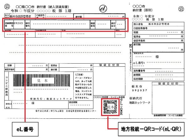 QRコードの印字された納付書