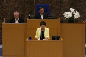 議場で登壇