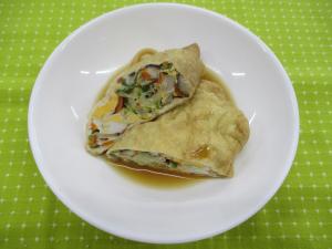 ねぎと卵の巾着煮