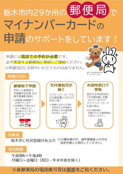 郵便局マイナンバーカード申請チラシ(表)
