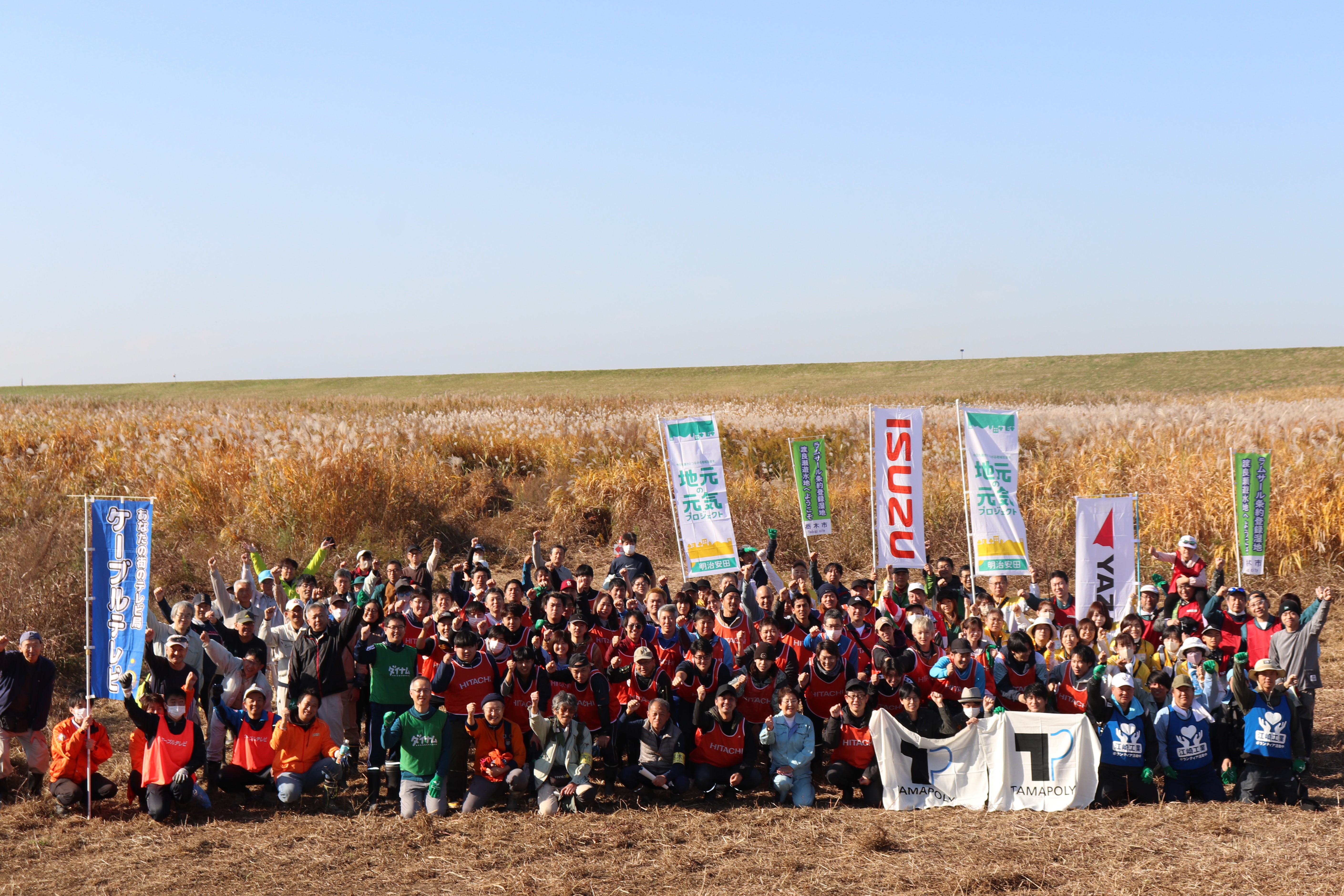 渡良瀬遊水地外来植物除去活動集合写真