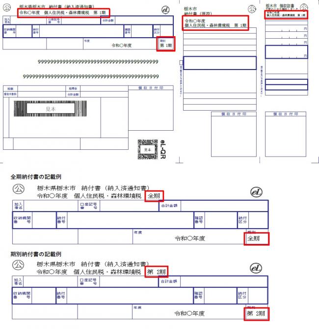 全期・期別納付書