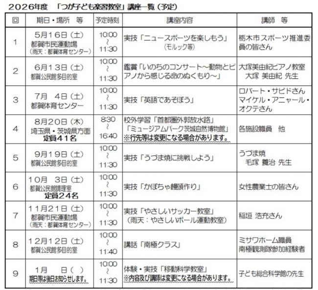子ども楽習予定