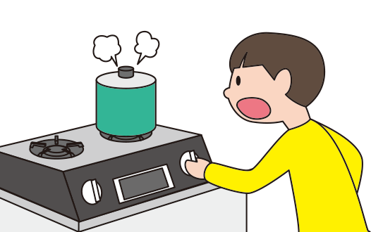コンロの火を急いで消す人