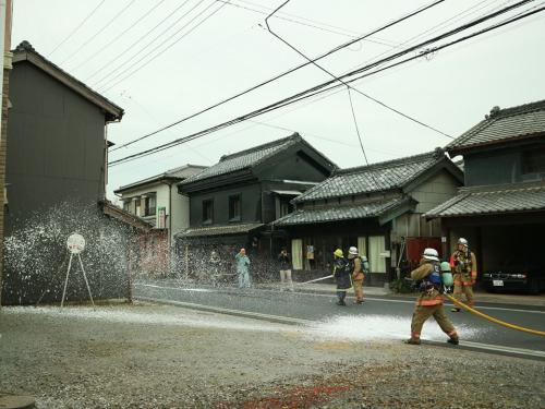 嘉右衛門町伝建地区総合防災訓練